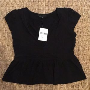 Black V-Neck Peplum Crop Top